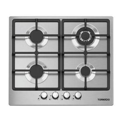 Picture of TORNADO Built-In Hob 60 x 60, 4 Gas Burners, Stainless - GHV-M60CSU-S