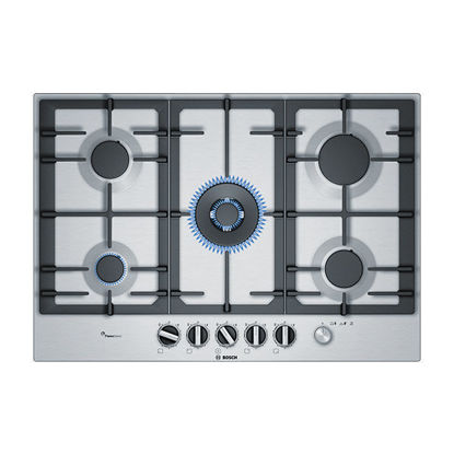 Picture of BOSCH BUILT-IN GAS HOB 5 BURNER 75 CM CAST IRON STAINLESS STEEL PCQ7A5M90