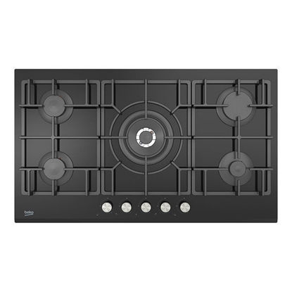 Picture of Beko Built-In Gas Hob 90cm 5 Gas Burners - Black Glass - HISW 95226 SEL