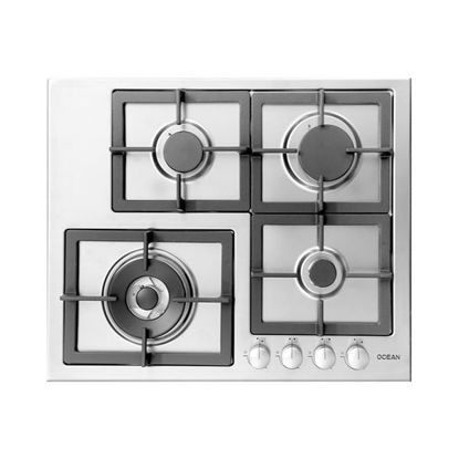 Picture of OCEAN HOB GAS BUILT-IN 3 BURNERS + 1 TRIPLE BURNER 60 CM STAINLESS - PW 64 I PROC