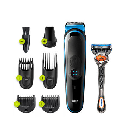 Picture of Braun All in One Hair Trimmer with Gillette Fusion 5 ProGlide Razor for Men, Blue/Black - MGK5245