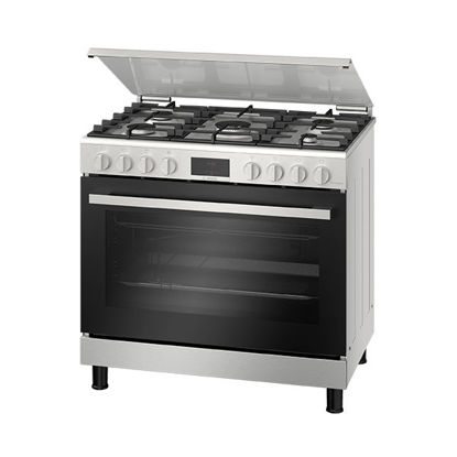 Picture of Bosch Cooker Serie 6 Stainless Steel 90*60 Cm 5 Burners with Grill 147 Liter Model-HGW3FSV50S