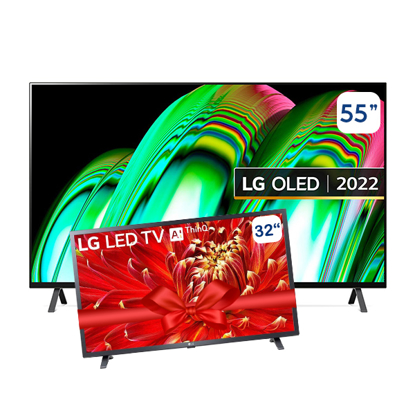 Picture of LG OLED TV 55 Inch 4K Smart Cinema HDR WebOS Smart AI ThinQ Pixel Dimming - Model OLED55A26LA + Free Gift LG 32 Inch LM637BPVA