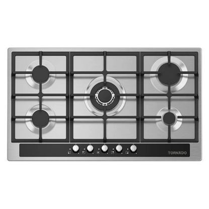 Picture of TORNADO Built-In Hob 90 x 60 CM, 5 Gas Burners, Stainless - GHV-M90CSU-BK
