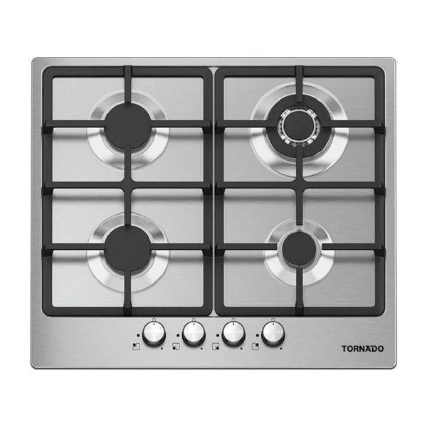 TORNADO Built-In Hob 60 x 60, 4 Gas Burners, Stainless - GHV-M60CSU-S