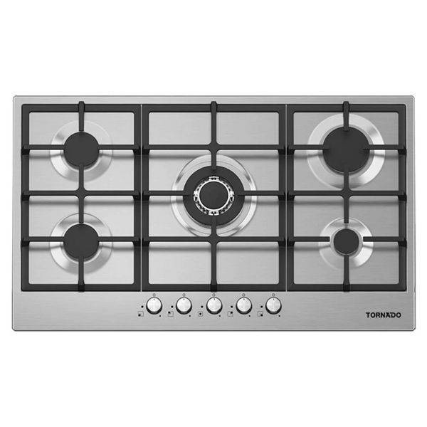 TORNADO Built-In Hob 90 x 60, 5 Gas Burners, Stainless - GHV-M90CSU-S