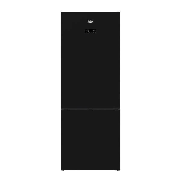 Beko Combi Refrigerator No Frost 2 Doors 501L - Black Glass - RCNE560E35ZGB