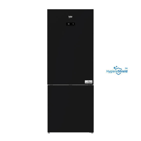 Beko Combi Refrigerator No Frost 2 Doors 560L - Black Glass - RCNE560E40ZGBUV