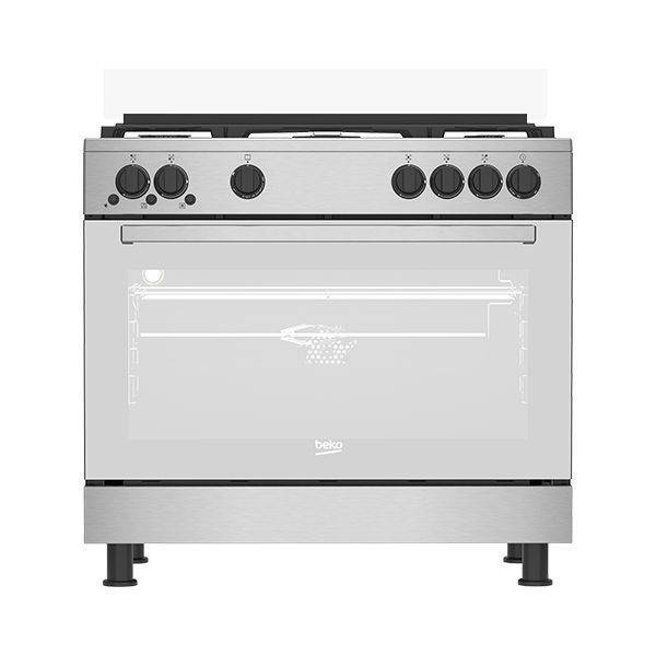 Beko Gas Cooker 5 Burners 60*90 cm - Stainless Steel - GGR15115DXNS