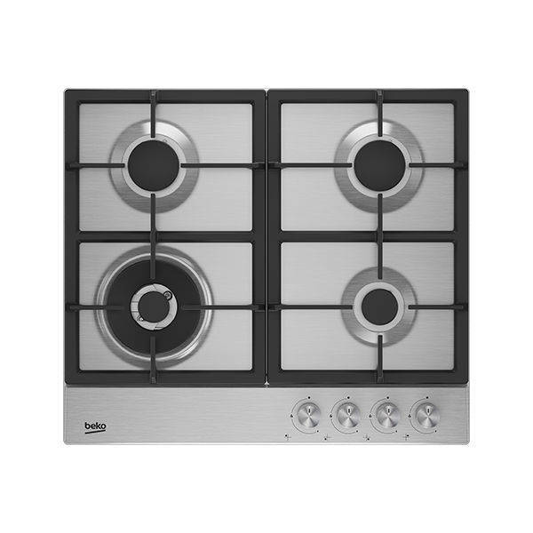 Beko Built-In Gas Hob 60cm 4 Gas Burners - Stainless Steel - HIAW 64225 SX