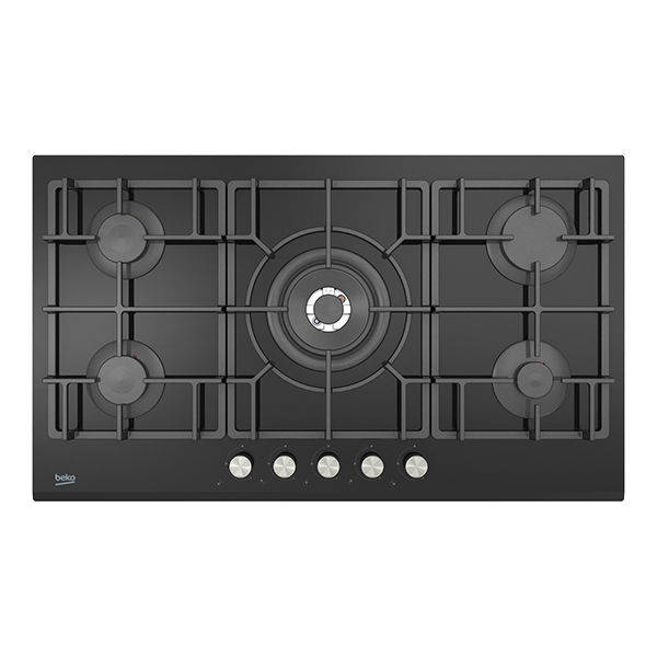 Beko Built-In Gas Hob 90cm 5 Gas Burners - Black Glass - HISW 95226 SEL