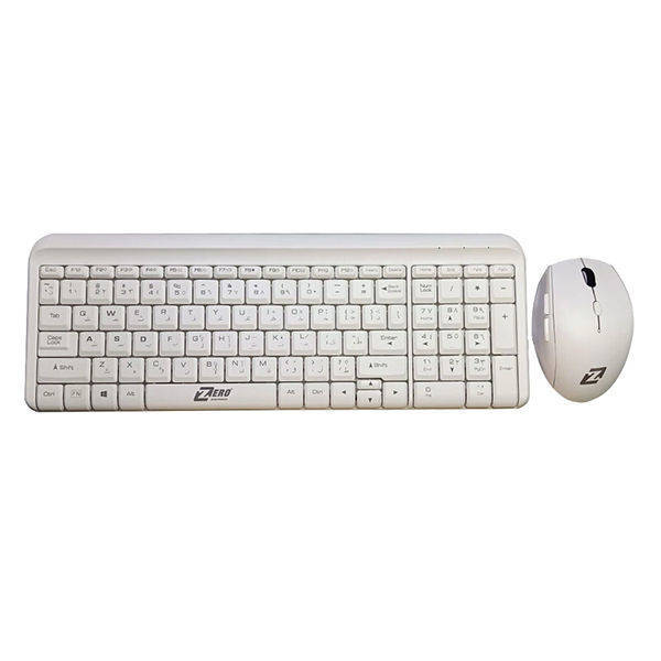 KEYBOARD + MOUSE ZERO WIRELESS COMBO ENGLISH & ARABIC White - ZR-8608