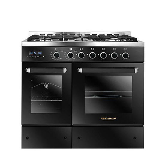 Premium Gas Cooker Double Chef 5 Burners 60*90 CM  Stainless Steel Black - PRM6090SB-1BC-511-IDSP-DH
