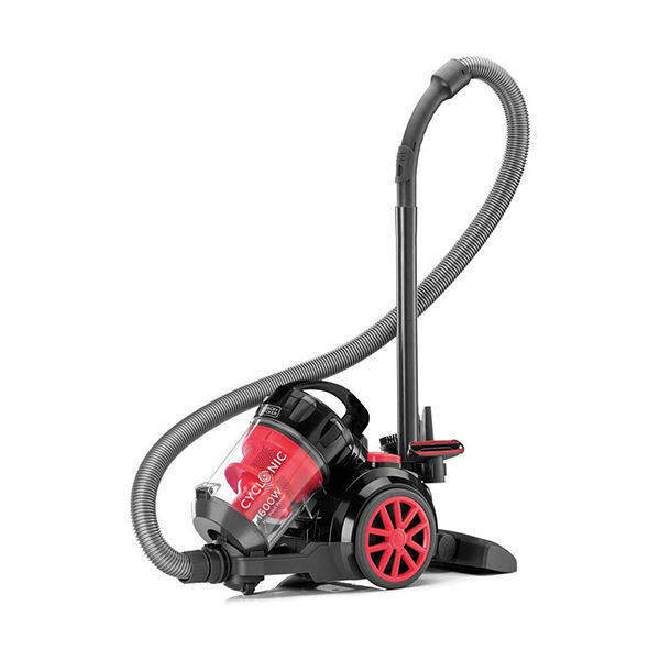 Black & Decker 1600 W Bagless Cyclonic Canister Vacuum Cleaner, Black/Red - VM1680-B5