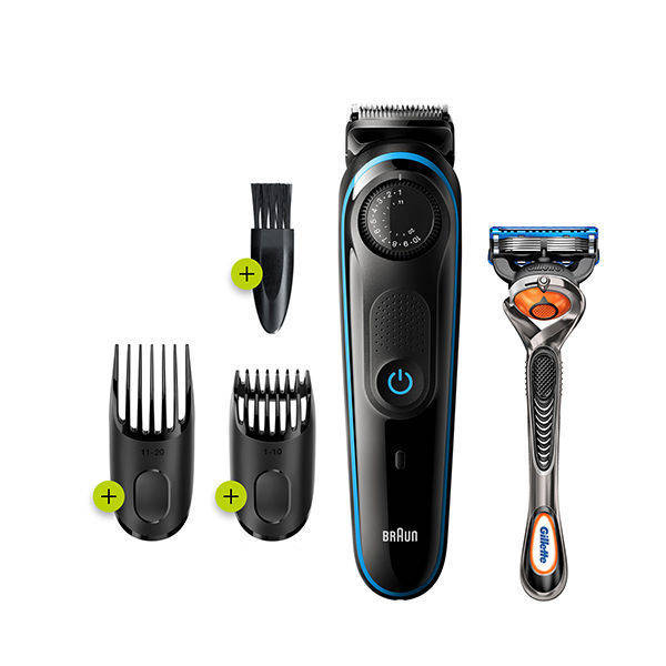 Braun Beard Trimmer with Gillette Fusion 5 ProGlide Razor, Black - BT3240