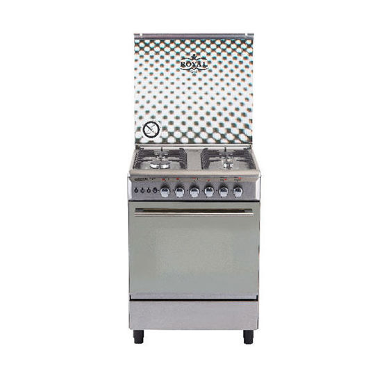 Royal Gas Cooker Crystal Cast 4 Burners 60×60 cm With Fan Stainless Steel - 2010288