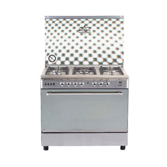 Royal Gas Cooker Crystal Cast Digital 5 Burners 60*90 cm With Fan Stainless Steel - 2010255