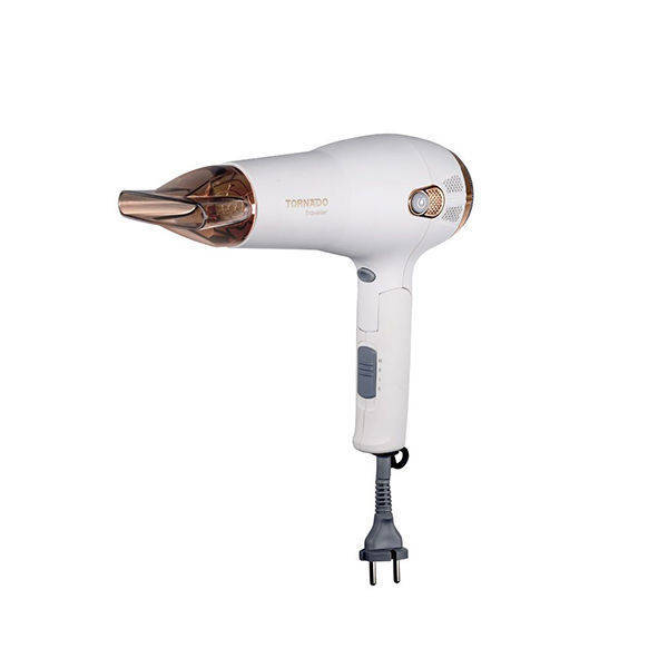Tornado Hair Dryer 2100 Watt, Ionic, Folding Handle, White - TDY-21FW