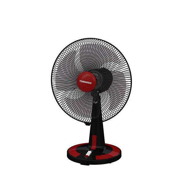 TORNADO Desk Fan 16 Inch, 4 Blades, Black x Red - TDF16