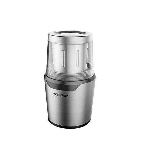 TORNADO Coffee Grinder 200 Watt, Stainless Steel Blade, Silver - TCG-2080