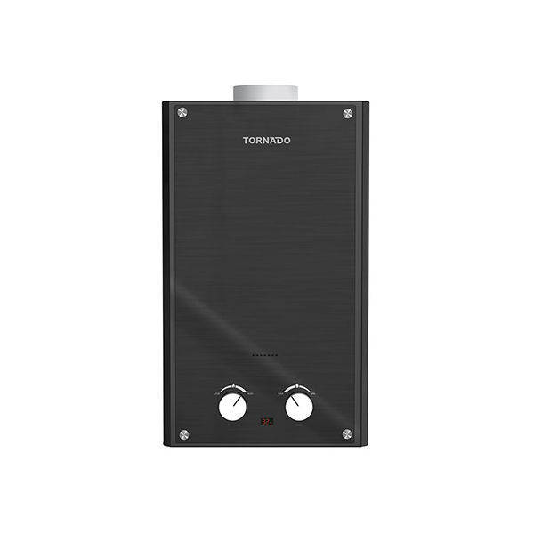 TORNADO Gas Water Heater 10 Liter, Digital, Natural Gas, Glass Black - GHE-10MP-GB