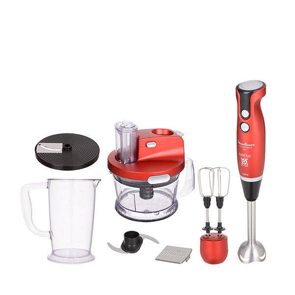 Moulinex  Hand Blender Masterblend Pro With Chopper & Whisk 1000 Watt Red - DD2035