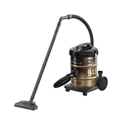 HITACHI Pail Can Vacuum Cleaner 2000 Watt, Cloth Filter, Black x Gold - CV-945F 220CE BK