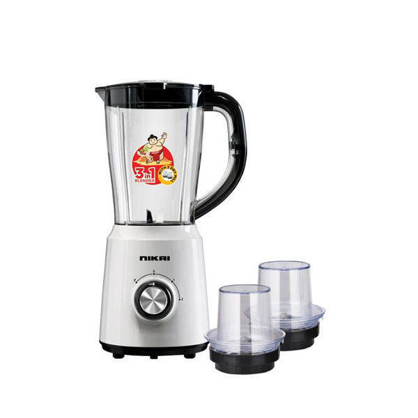 NIKAI Blender 3-In-1 With 2 Dry Mills 500 Watt White - NB312C