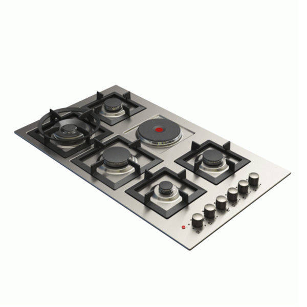 Kitchen Line Built-in Hob 5 Gas Burners + 1 Electric Burners 90 CM Stainless Steel - PI-EL90V5G1ERS