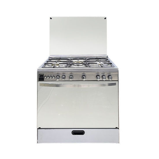 Techno Gas Cooker Mega 5 Burners 60*90 CM Stainless handles Digital With Fan Stainless - MegaStainless3730