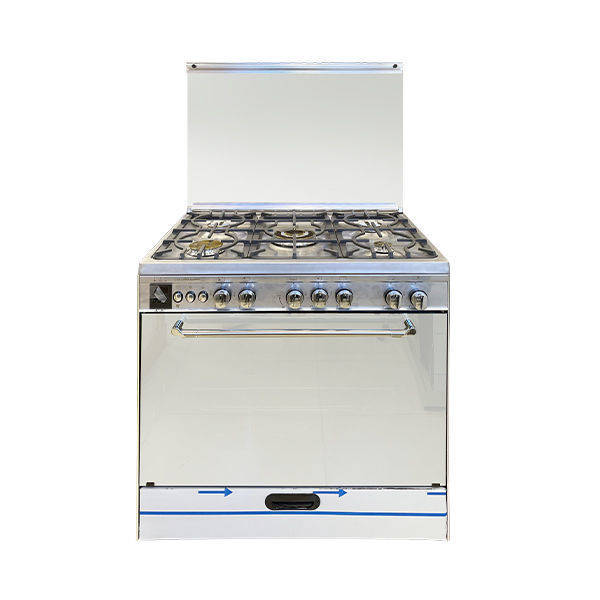 Techno Gas Cooker Fantom 5 Burners 60*80 CM Free Stand Digital With Fan Stainless - FantomStainless3620