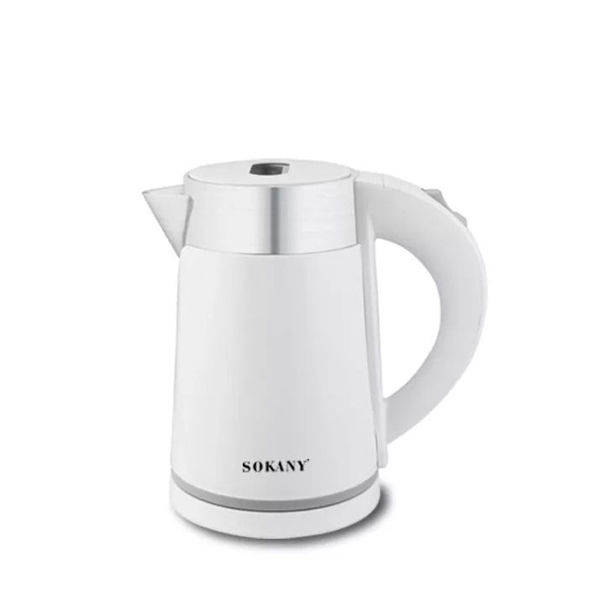 Sokany Electric Kettle 1 Liter, 1200 Watt, White- SK-0808