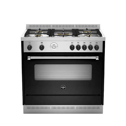 بوتاجاز لاجيرمانيا فري ستاند 90 × 60 ، 5 شعلة غاز ، استانلس × أسود - AMS95C81ANE/20 LA GERMANIA Freestanding Cooker 90 x 60, 5 Gas Burners, Stainless X Black - AMS95C81ANE/20