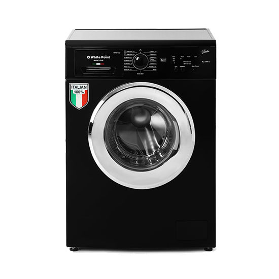 Picture of White Point Front Load Full Automatic Washing Machine 8 KG Guilia 100% Italian In Black Color & Chrome Door - WPW 8101 GDBC