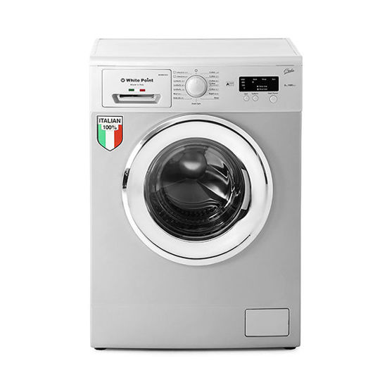 White Point Front Load Full Automatic Washing Machine 8 KG Guilia 100% Italian In Silver Color & Chrome Door - WPW 8101 GDSC