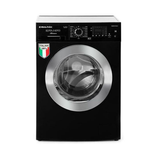 White Point Front Load Full Automatic Washing Machine 9 KG GRANDO 100% Italian In Black Color & Chrome Door - WPW 9121 DBC