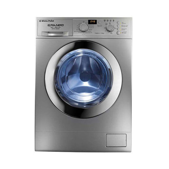White Point Front Load Full Automatic Washing Machine 9 KG GRANDO 100% Italian In Silver Color & Chrome Door - WPW 9121 DSC