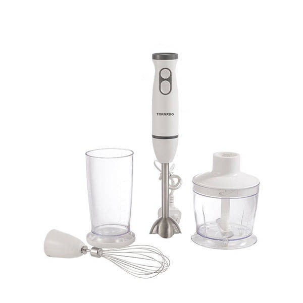 TORNADO Hand Blender 500 Watt, Stainless Steel Whisk, White - HB-500T