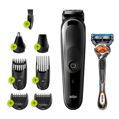 Braun All in One Hair Trimmer with Gillette Fusion5 ProGlide Razor for Men, Black - MGK5260