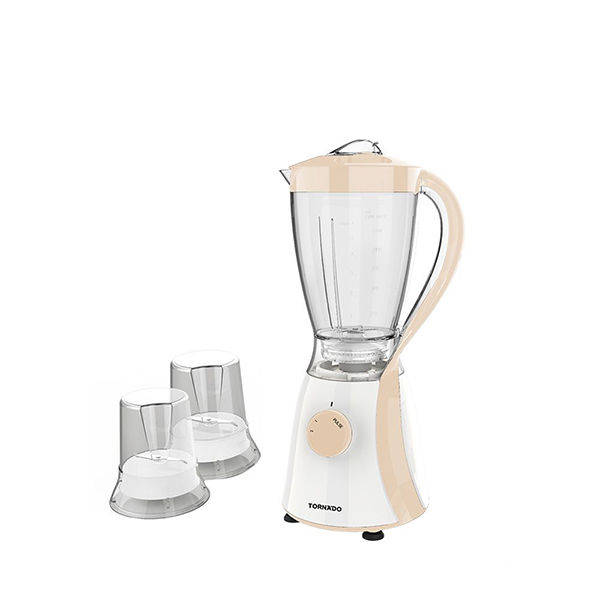 TORNADO Electric Blender 600 Watt, 1.5 Liter, 2 Mills, Beige - TB-600/2-BEIGE