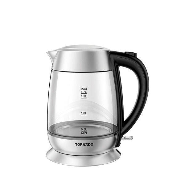 TORNADO Glass Kettle, 1.7 Liter, 1850-2200 Watt, Glass Transparent - TKG-2217SB
