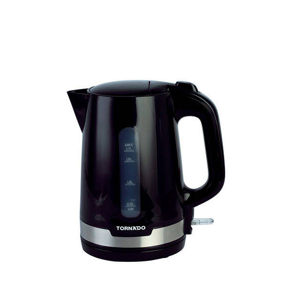 TORNADO Plastic Kettle, 1.7 Liter, 1850-2200 Watt, Black - TKP-2217-B