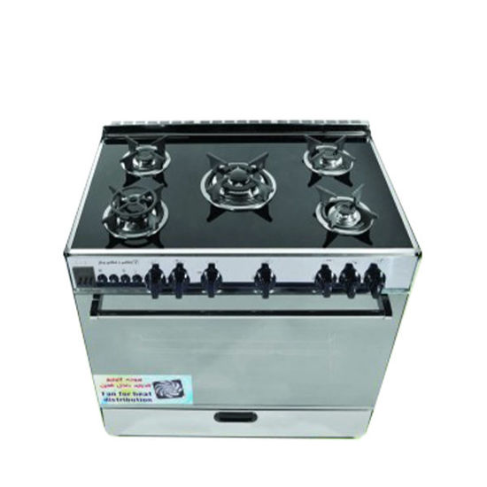 Techno Gas Cooker Crystal 5 Burners 60*90 CM Free Stand Digital With Fan Stainless - CrystalStainless3796