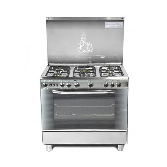 Techno Gas Cooker Saif 5 Burners 60*90 CM Free Stand Cast With Fan Stainless - SaifStainless90Cm