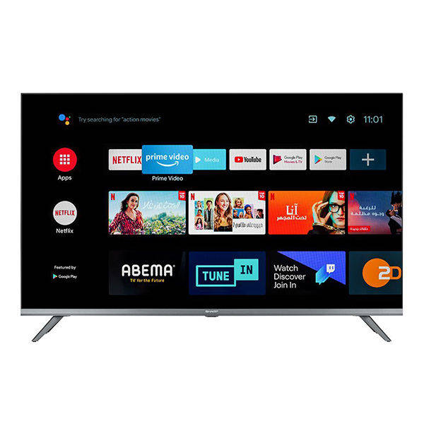 SHARP Smart Frameless LED TV 43 Inch Full HD With Android System, Built-In Receiver, 2 HDMI and 2 USB Inputs 2T-C43DG6EX