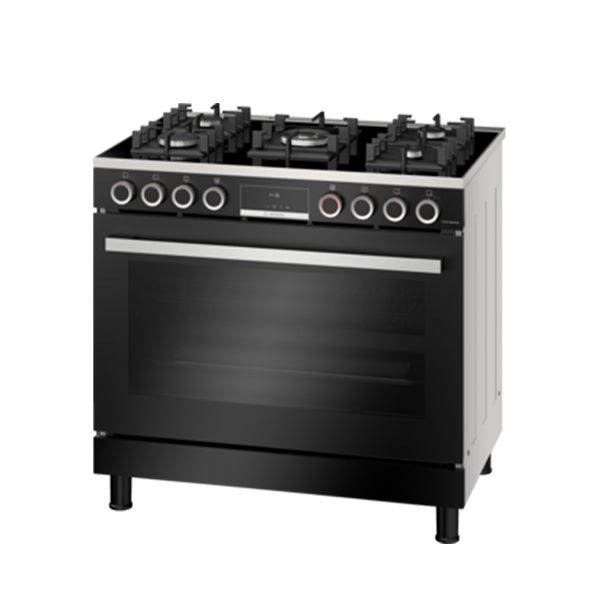 Bosch Cooker Serie 8 Black 90*60 Cm 5 Burners with Grill 147 Liter Model-HJY5G7V69S