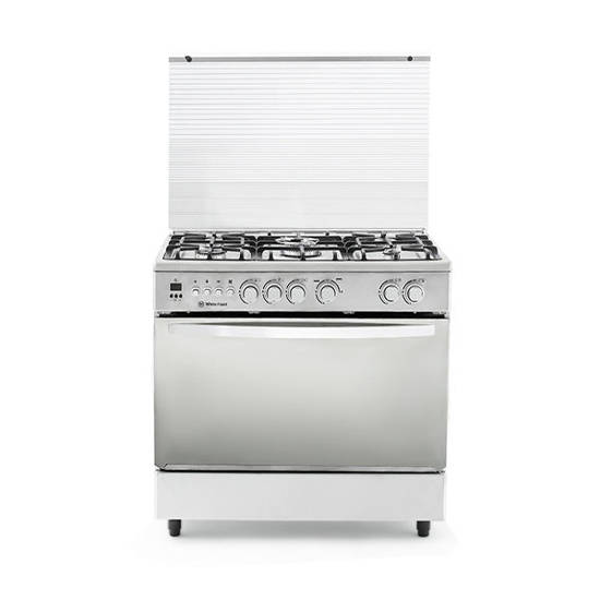 White Point Gas Cooker 90*60 Cm 5 Burners Full Safety Digital Timer Cast Iron Holders Stainless Steel WPGC9060XTOCFSDAM