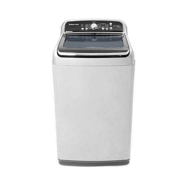White Point Top Loading Washing Machine 14 KG GRANDO DUO Digital Screen - Diamond Drum - Soft Close Glass Door & Anti-Rust Galvanized Metal Body Silver WPTL14DGSMT