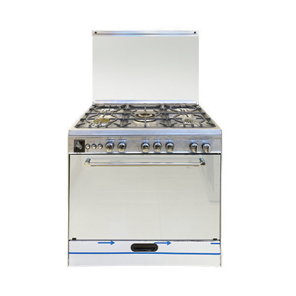 Techno Gas Cooker Fantom 5 Burners 60*80 CM Free Stand Digital With Fan Stainless Full Safety - FantomStainless4620
