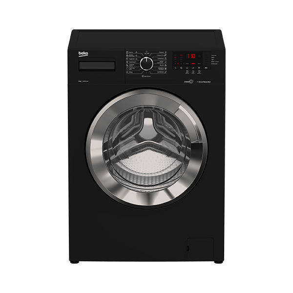 Beko Automatic Front Loading Washing Machine, 8 Kg, Inverter Motor, Black - WTV 8612 XBCI